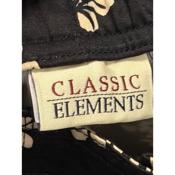 Classic Elements Tropical Floral Print Capri Sz 12 Pants Black Cream - Picture 3 of 12